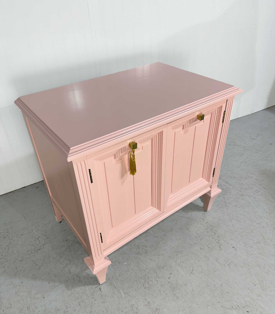 Mid Century Transitional Style Side Table Nightstand by Romweber in Pink - Newly Painted