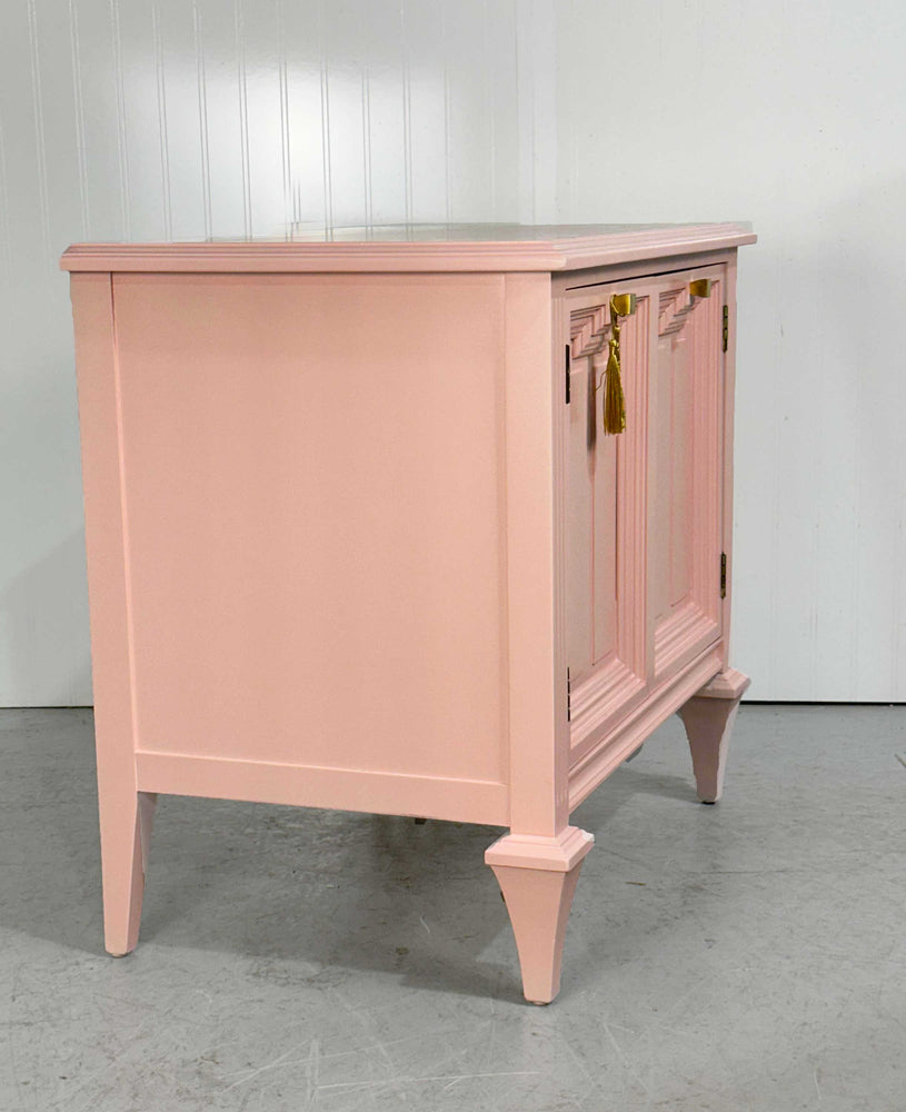 Mid Century Transitional Style Side Table Nightstand by Romweber in Pink - Newly Painted