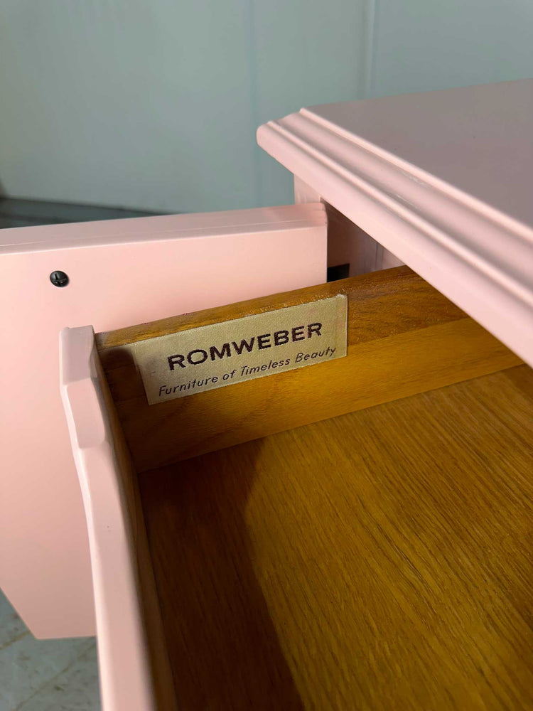 Mid Century Transitional Style Side Table Nightstand by Romweber in Pink - Newly Painted