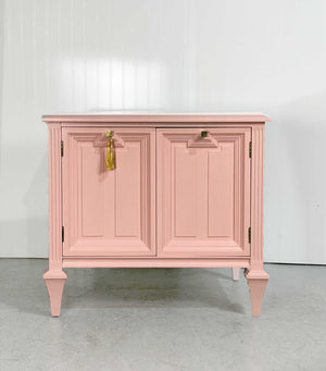 Mid Century Transitional Style Side Table Nightstand by Romweber in Pink - Newly Painted