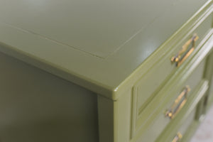 Mid Century Transitional lowboy Dresser by White Furniture in Green - Newly Painted