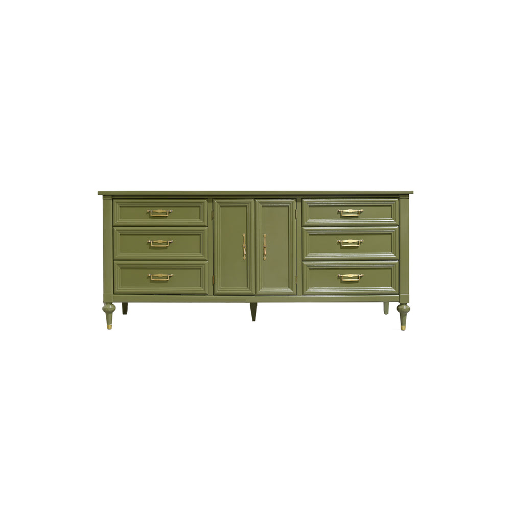 Mid Century Transitional lowboy Dresser by White Furniture in Green - Newly Painted