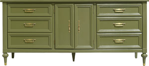 Mid Century Transitional lowboy Dresser by White Furniture in Green - Newly Painted