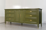 Mid Century Transitional lowboy Dresser by White Furniture in Green - Newly Painted