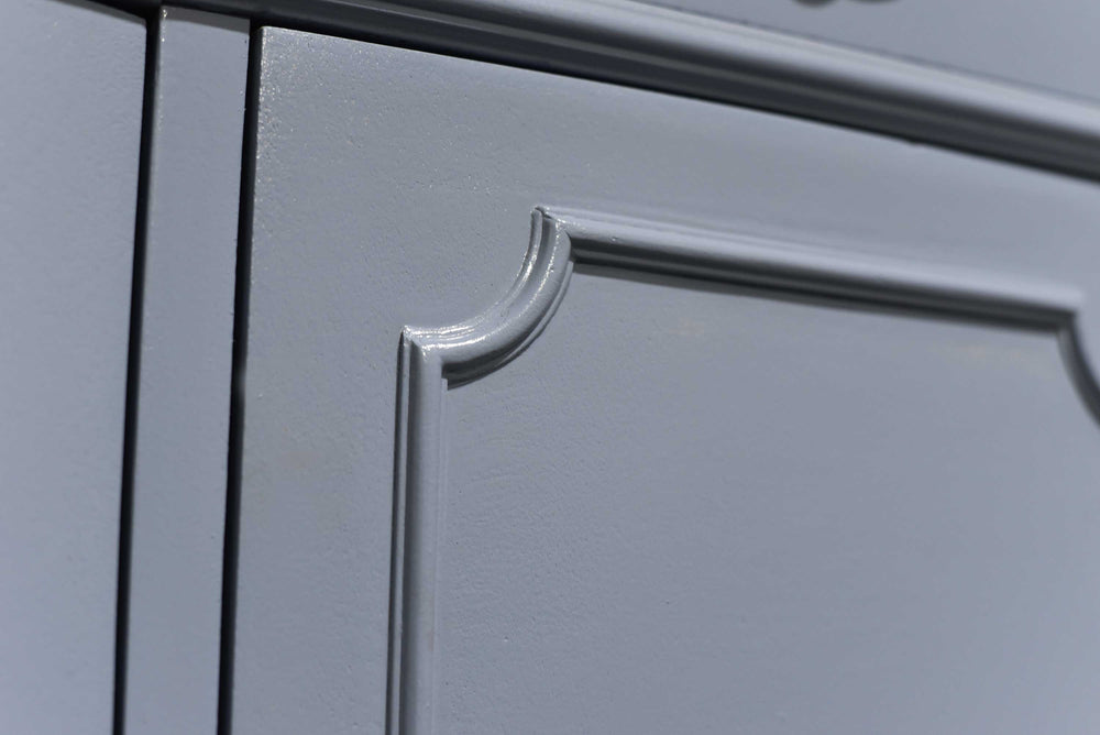 Mid Century Colonial Revival Style Curve Front Buffet in Blue - Newly Painted