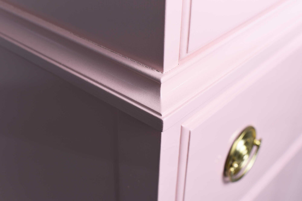 Mid Century Federal Style Highboy in Pink - Newly Painted