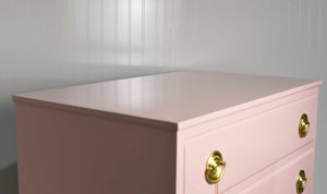 Mid Century Federal Style Highboy in Pink - Newly Painted