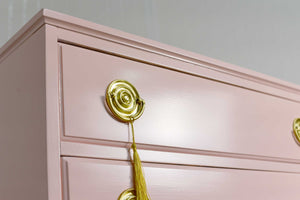 Mid Century Federal Style Highboy in Pink - Newly Painted