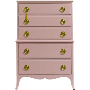 Mid Century Federal Style Highboy in Pink - Newly Painted