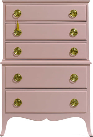 Mid Century Federal Style Highboy in Pink - Newly Painted