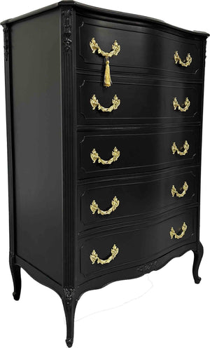 black highboy dresser Mid Century French Style Highboy Dresser by John M. Smyth Co. in Black