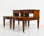 Mid Century Mahogany Leather Top Side Tables by Mersman -  A Pair
