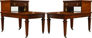 Mid Century Mahogany Leather Top Side Tables by Mersman -  A Pair
