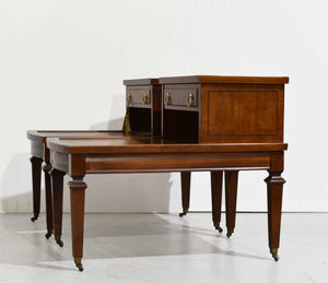 Mid Century Mahogany Leather Top Side Tables by Mersman -  A Pair