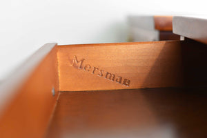 Mid Century Mahogany Leather Top Side Tables by Mersman -  A Pair