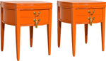 Mid Century Round Side Tables in Orange Newly Painted - A Pair