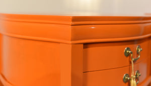 Mid Century Round Side Tables in Orange Newly Painted - A Pair
