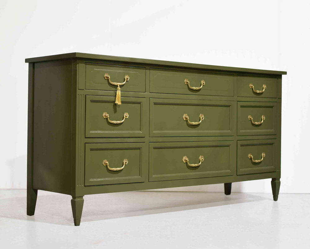 green mid century dresser Mount Airy Dresser, vintage green dresser
