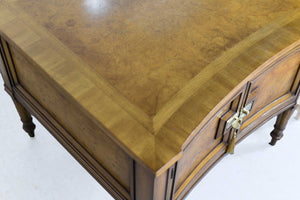 Mid Century Transitional Curve Front Burlwood Nightstands by Weiman - A Pair