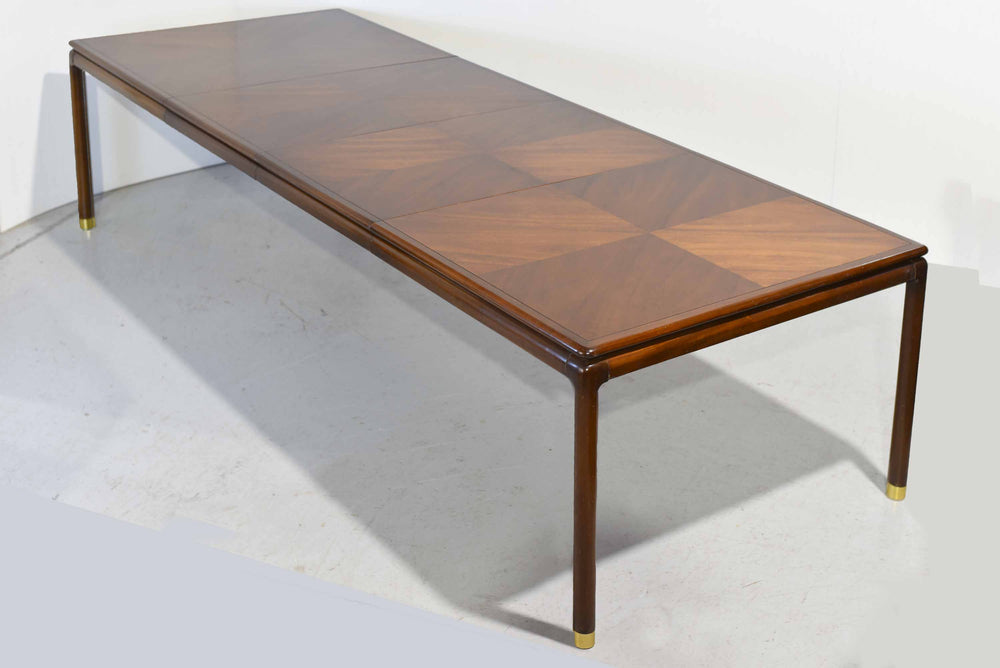 Mid-Century Modern Dining Table with Bookmatched Veneer & Two Leaves – 115"