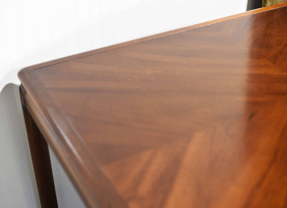 Mid-Century Modern Dining Table with Bookmatched Veneer & Two Leaves – 115"