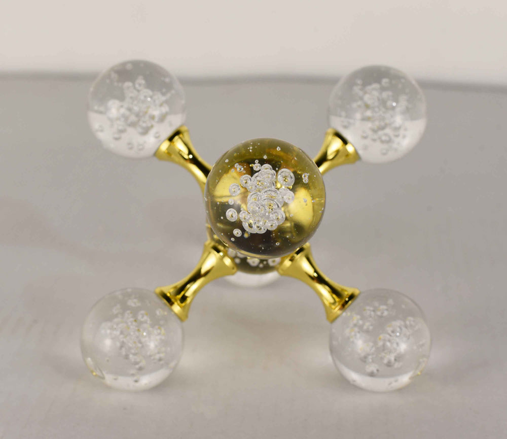 Modern Molecular Cluster Crystal Ball Decorative Orb with Gold Accents