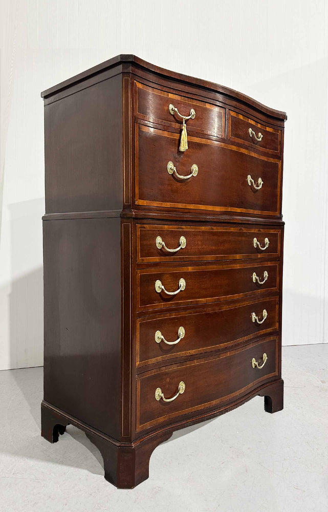 PAINT TO ORDER 1960s Georgian Banded Mahogany Highboy Dresser by Kindel