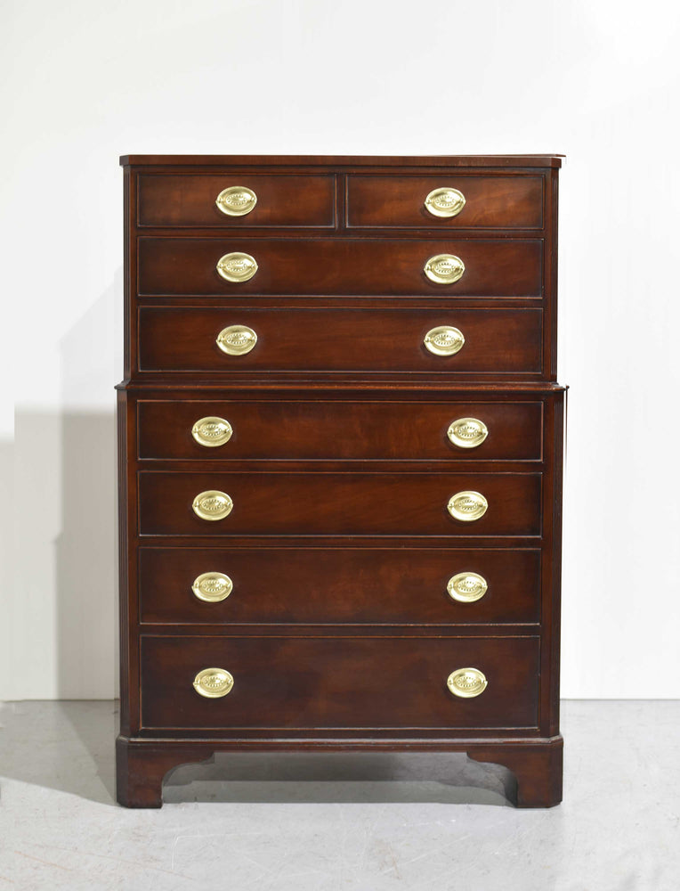 1960s Georgian Mahogany Highboy Dresser by Kindel