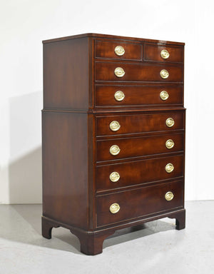 1960s Georgian Mahogany Highboy Dresser by Kindel