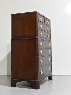 1960s Georgian Mahogany Highboy Dresser by Kindel