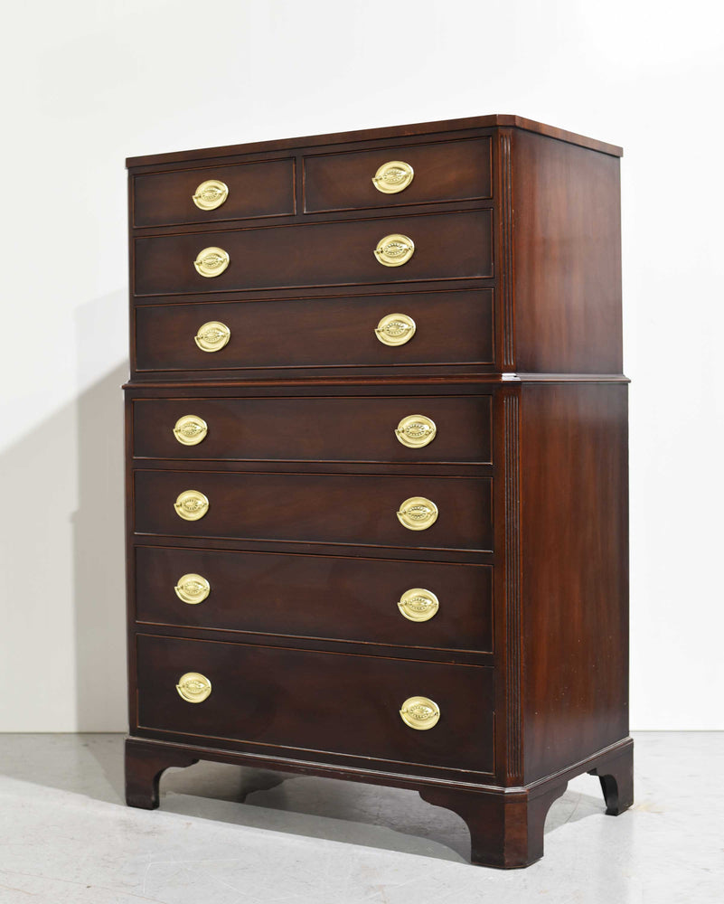 1960s Georgian Mahogany Highboy Dresser by Kindel