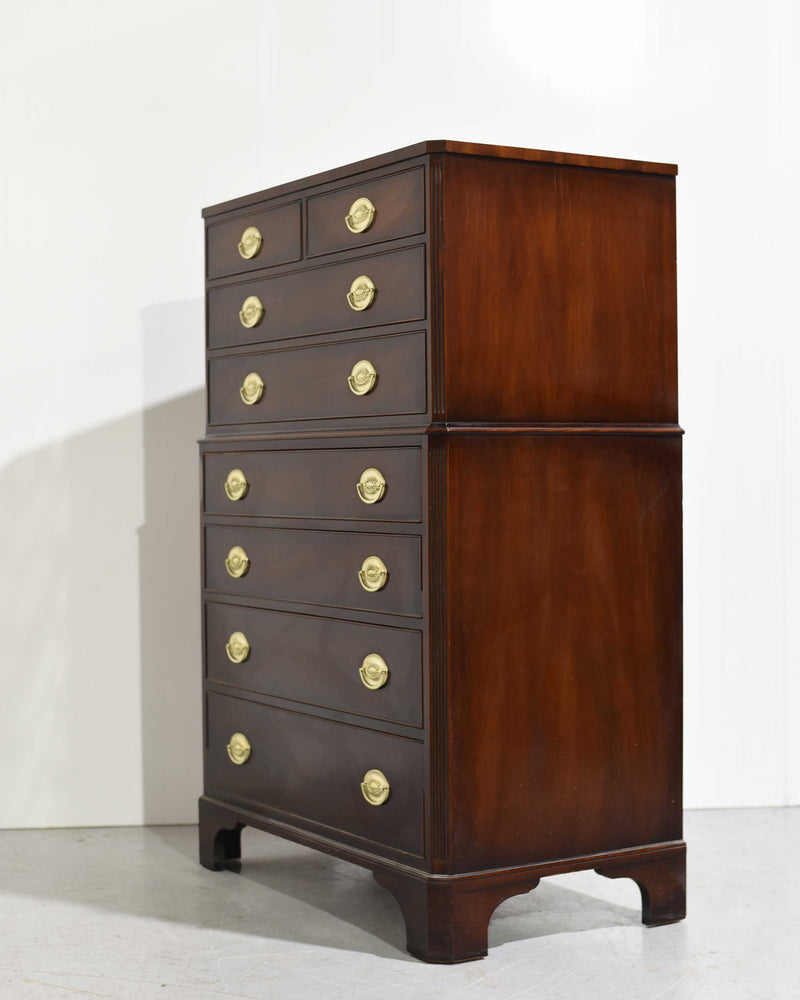 1960s Georgian Mahogany Highboy Dresser by Kindel