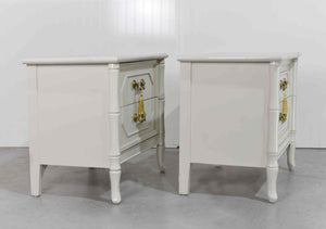 PAINT TO ORDER 1970s Hollywood Regency Faux Bamboo Nightstands by Broyhill