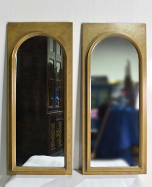 PAINT TO ORDER Mid Century Arched Wooden Wall Mirror - A Pair