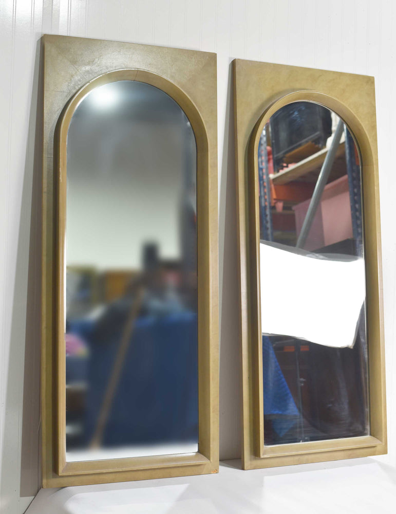 PAINT TO ORDER Mid Century Arched Wooden Wall Mirror - A Pair