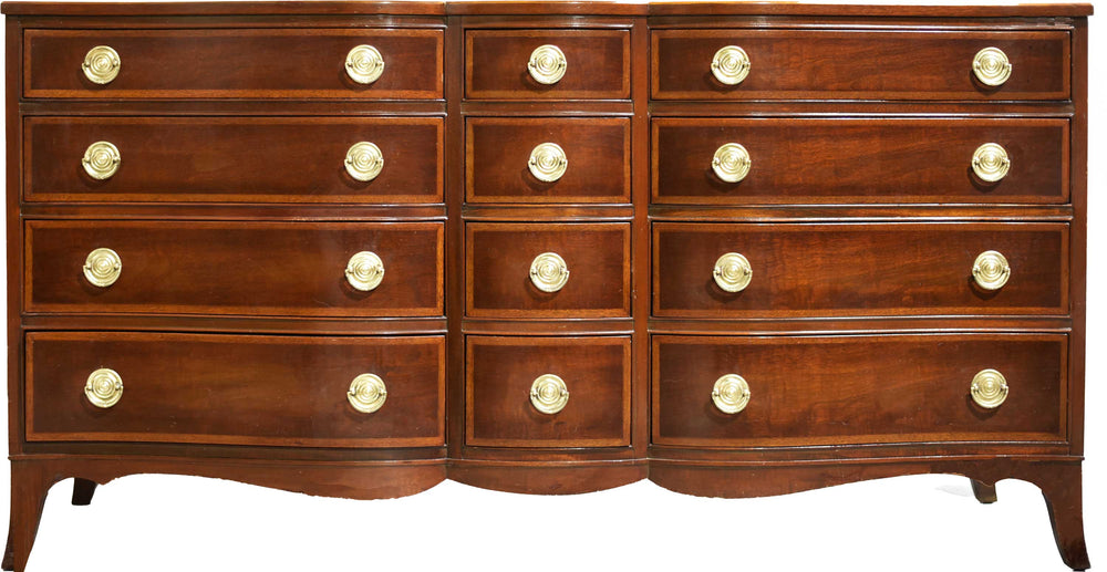 Mid Century Regency Style Banded Mahogany Serpentine Front Dresser by RWay