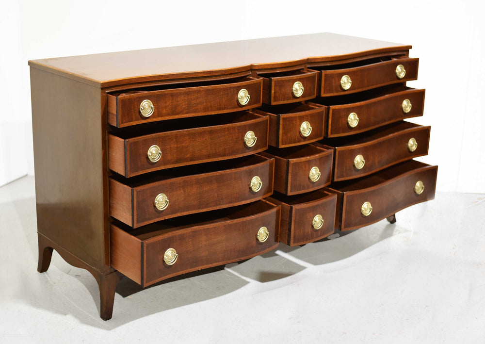 PAINT TO ORDER Mid Century Regency Style Banded Mahogany Serpentine Front Dresser by RWay