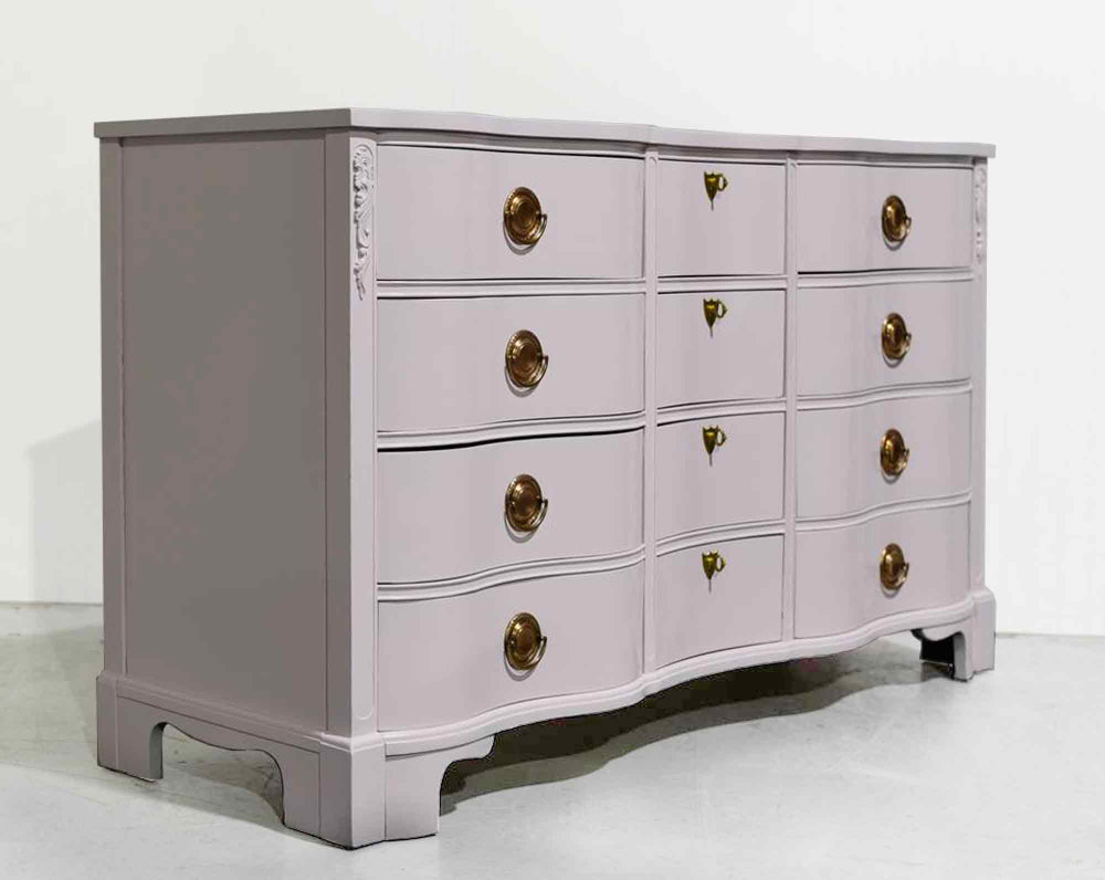 PAINT TO ORDER Mid Century Regency Style Mahogany Serpentine Dresser The Darlington Collection by Kent Coffey
