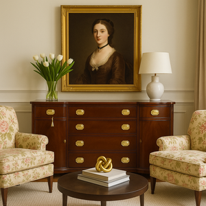PAINT TO ORDER Mid Century Regency Style Mahogany Serpentine Front Buffet by Morganton Furniture