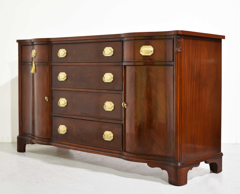 PAINT TO ORDER Mid Century Regency Style Mahogany Serpentine Front Buffet by Morganton Furniture