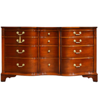 Paint to Order Mid Century Georgian Mahogany Serpentine Dresser with Brass Bail Hardware