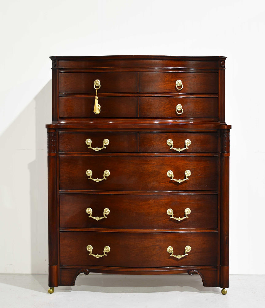 PAINT TO ORDER Vintage Mahogany Tallboy Dresser with Serpentine Front