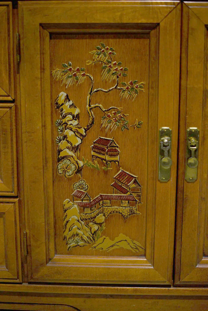 PAINT TO ORDER Mid Century Chinoiserie Decorated 9 Drawer Sideboard or Dresser by Broyhill