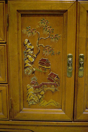 PAINT TO ORDER Mid Century Chinoiserie Decorated 9 Drawer Sideboard or Dresser by Broyhill