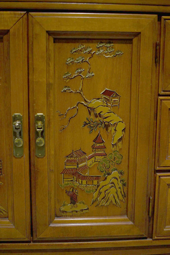 PAINT TO ORDER Mid Century Chinoiserie Decorated 9 Drawer Sideboard or Dresser by Broyhill