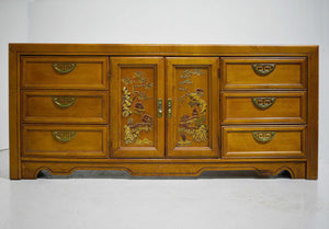 PAINT TO ORDER Mid Century Chinoiserie Decorated 9 Drawer Sideboard or Dresser by Broyhill
