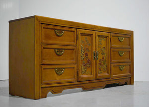 PAINT TO ORDER Mid Century Chinoiserie Decorated 9 Drawer Sideboard or Dresser by Broyhill