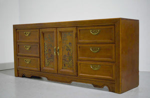 PAINT TO ORDER Mid Century Chinoiserie Decorated 9 Drawer Sideboard or Dresser by Broyhill