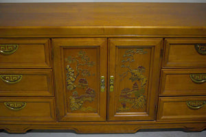 PAINT TO ORDER Mid Century Chinoiserie Decorated 9 Drawer Sideboard or Dresser by Broyhill