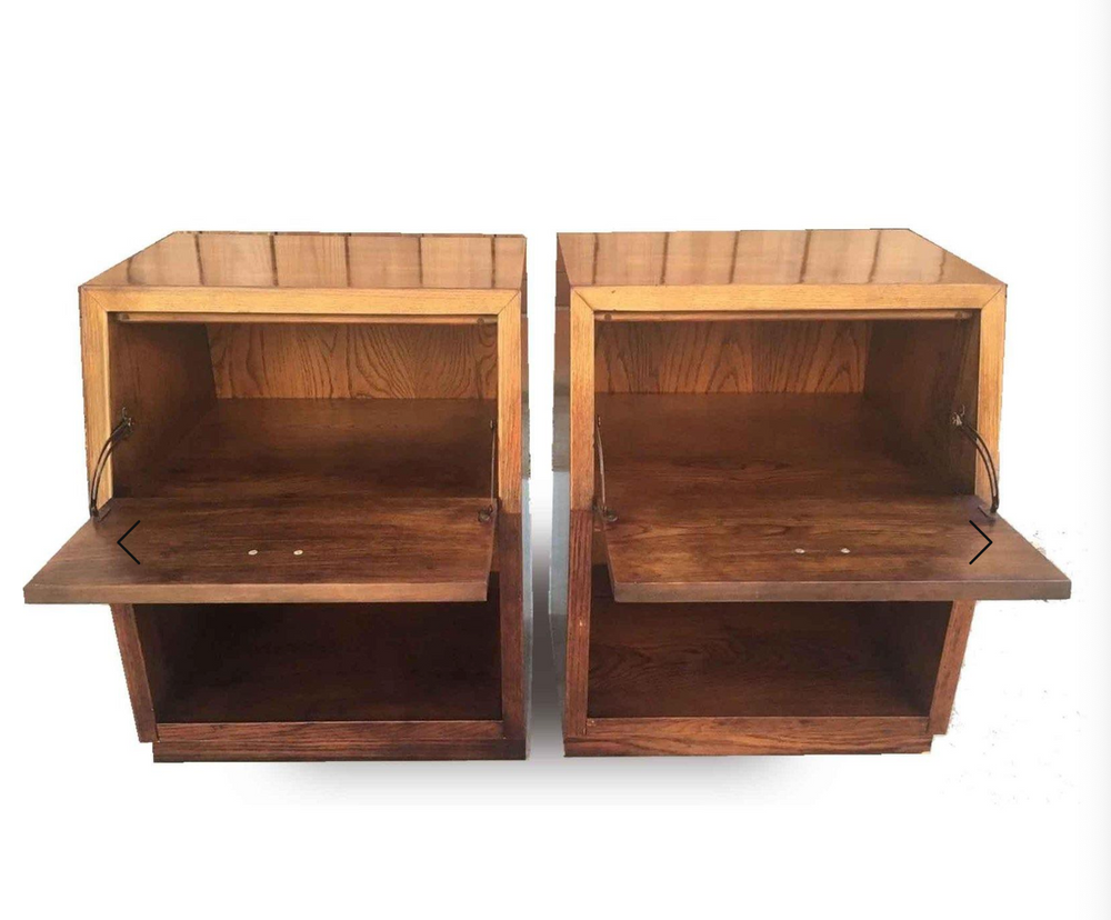 1970s Campaign Nightstands Scene One Collection by Henredon Furniture - A Pair